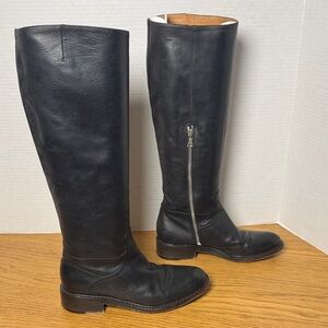 DRIES VAN NOTEN Women's Slate Gray Black Leather Low Heel Boots Size 35‎ US 5